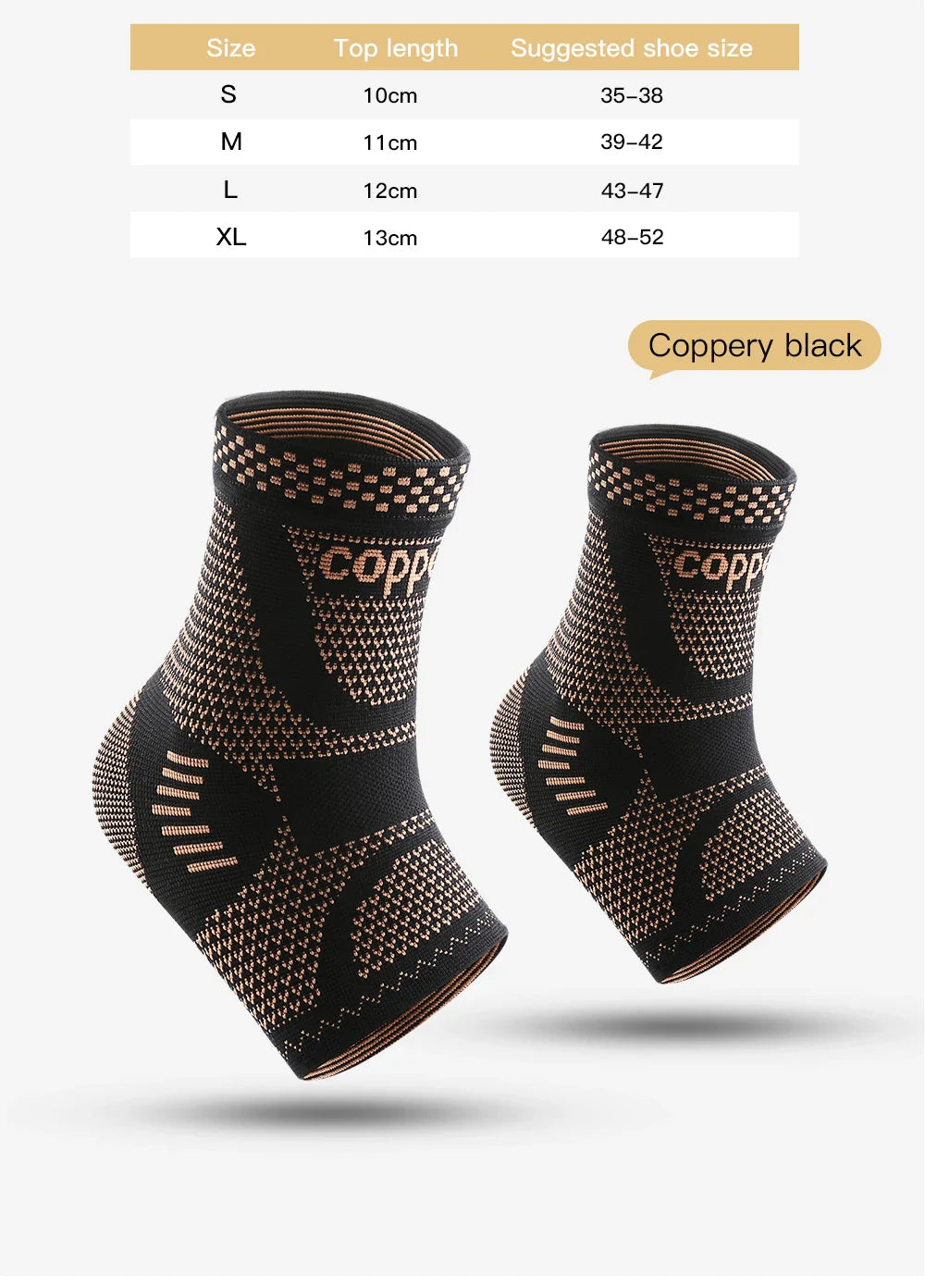 Medical-Grade Copper-Infused Fabric Ankle Brace for Pain Relief & Fast Recovery