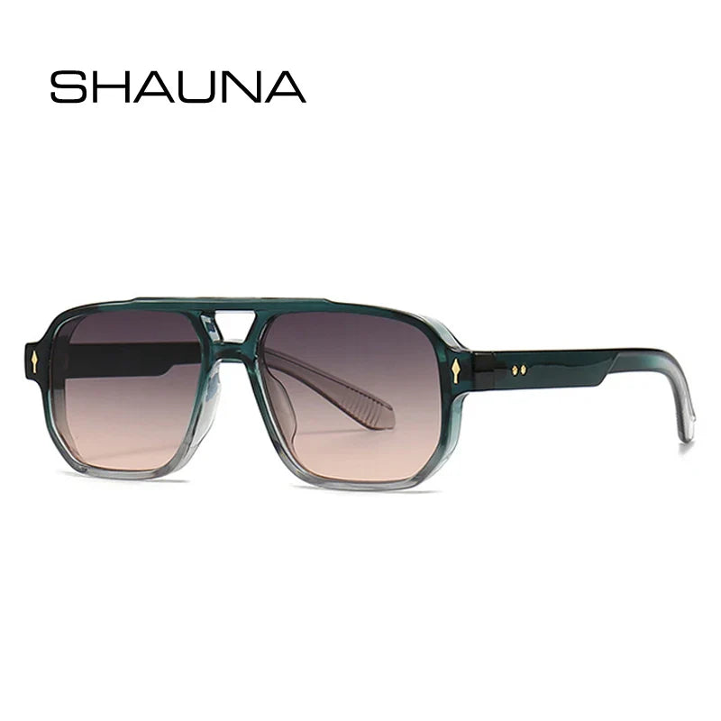Designer Retro Double Bridges Square Gradient UV400 Sunglasses