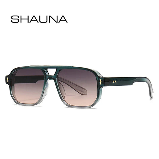 Designer Retro Double Bridges Square Gradient UV400 Sunglasses