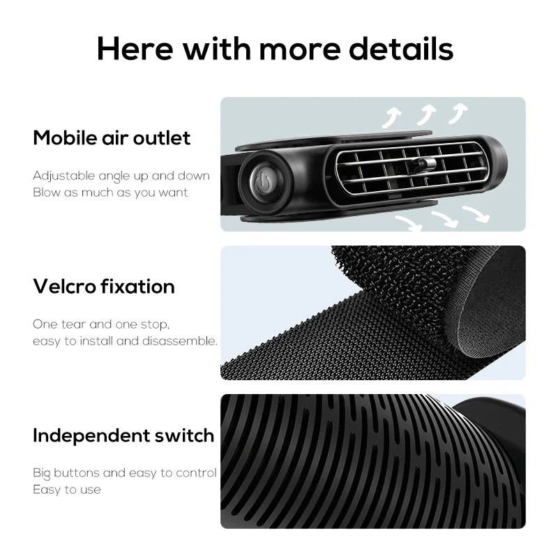 Portable Car Front/Rear Seat Headrest USB Powered Air Cooling Fan