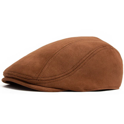 Vintage Suede-Look Flat Cap for Autumn & Winter