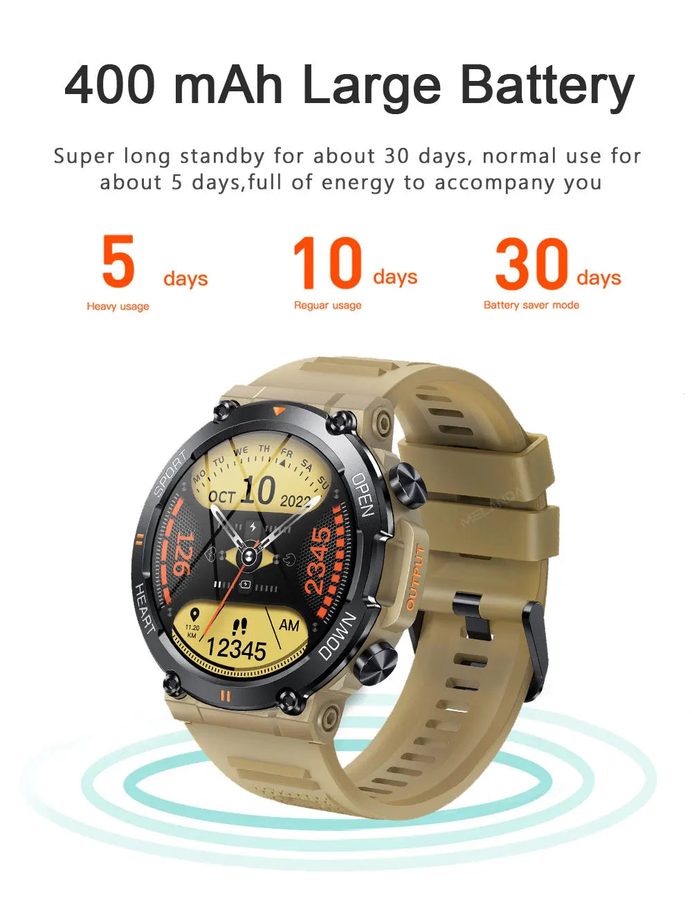 Ultra Durable Construction HD Bluetooth Health Tracker Smartwatch For Android & IOS