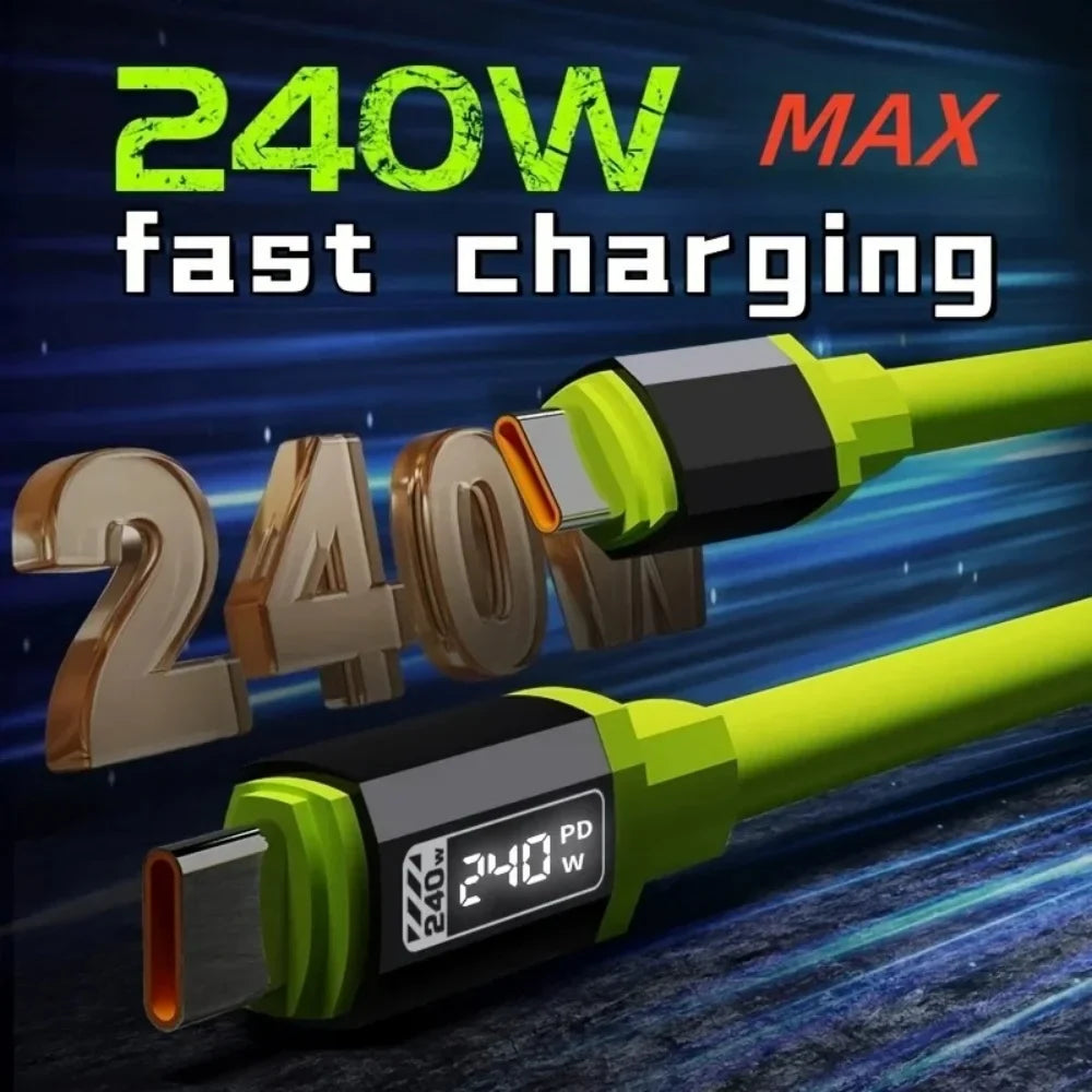 Super Fast 240W 6A High-Power Universal Charging / Data Cable With HD Digital Display