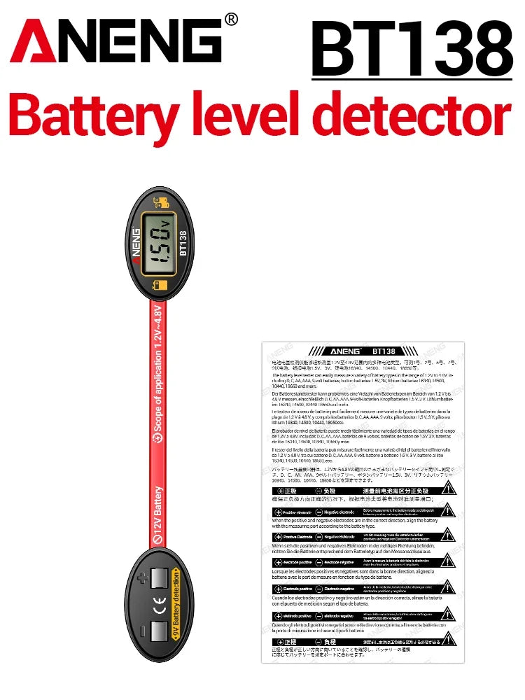 SlotFree Open-Fit Magnetic Multi-Battery Tester with Self-Powered LCD Display