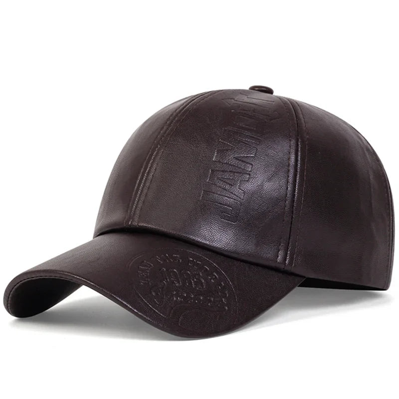 Premium Faux Leather Vintage Design All-Season Leather Adjustable Baseball Cap