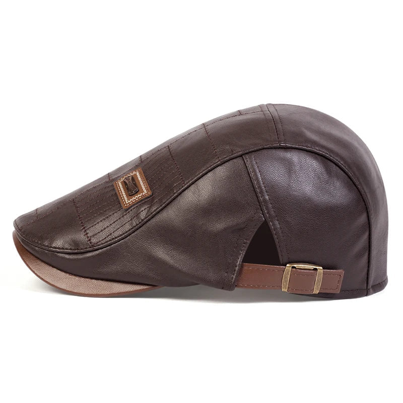 Classic vintage style Pu Leather Lightweight adjustable Comfortable Fit Newsboy Caps