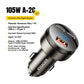 Essager 105W Triple-Port Fast Car Charger with Digital Display (USB + Dual Type-C PD/PPS)