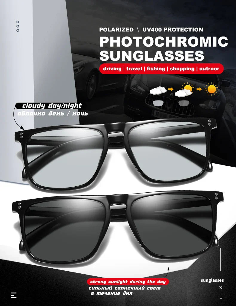 Anti-Glare Photochromic Polarized Day & Night Vision Driving Sunglasses