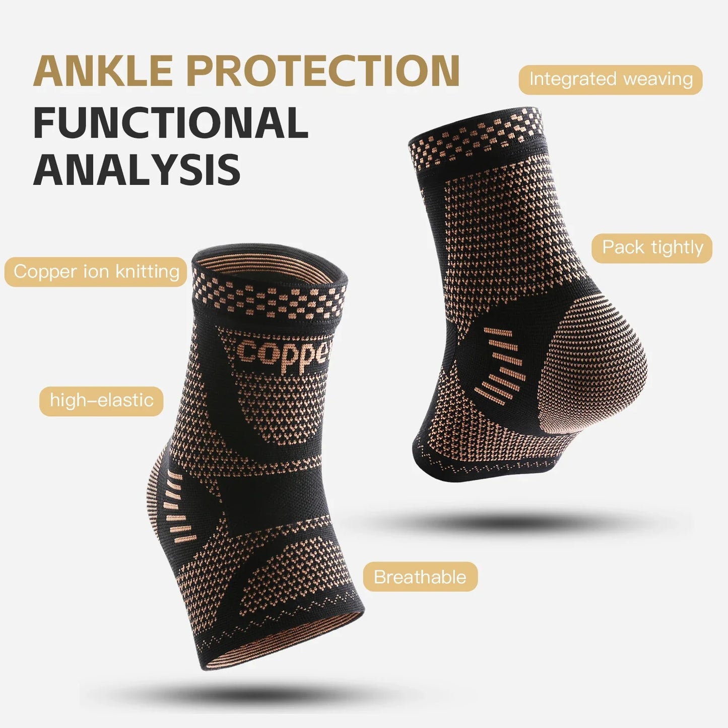 Medical-Grade Copper-Infused Fabric Ankle Brace for Pain Relief & Fast Recovery