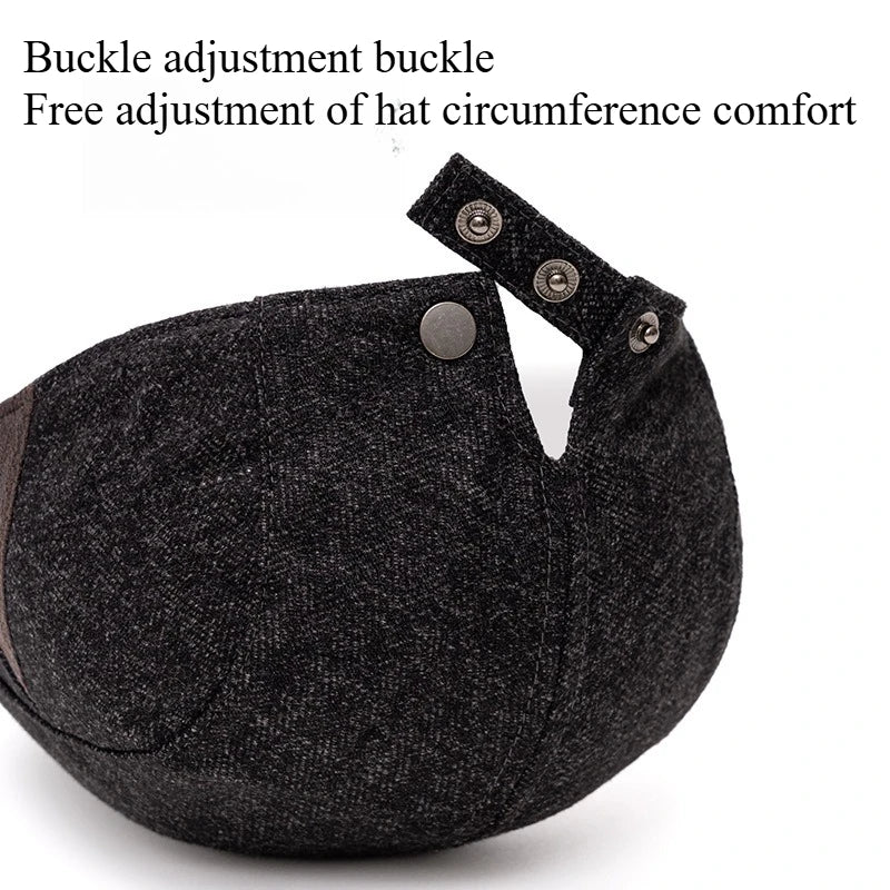 Spring & Autumn Adjustable Retro Flat Cap with Side Triangle Accent