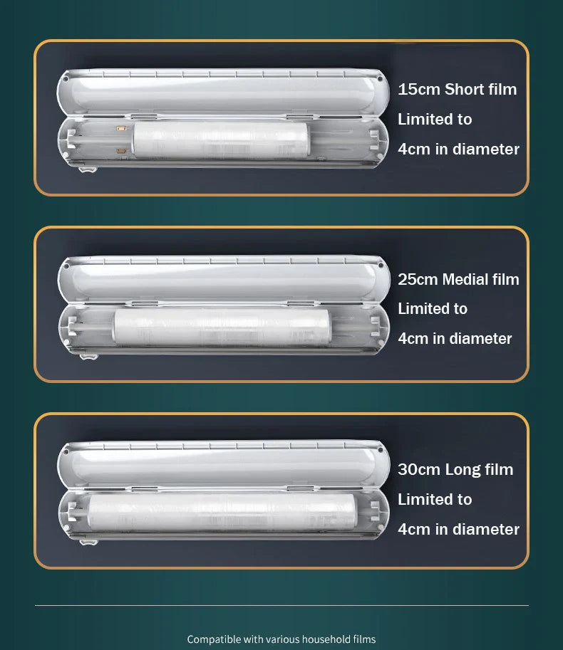 Safety Cut Magnetic & Suction Cups Design Plastic Wrap / Tin Aluminum Dispenser