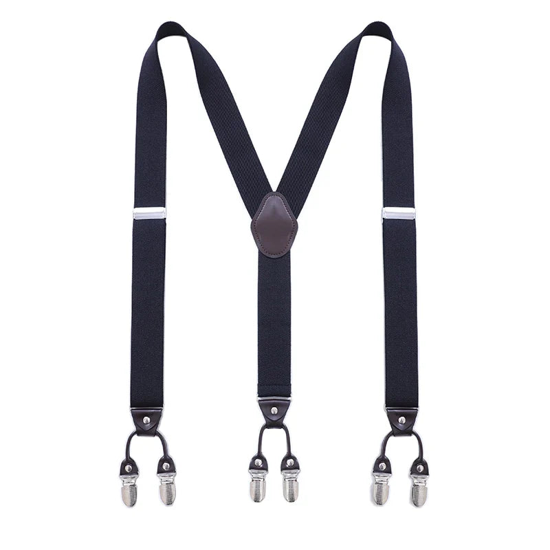 Big & Tall Friendly- Vintage Heavy Duty 6 Metal Clips Suspenders