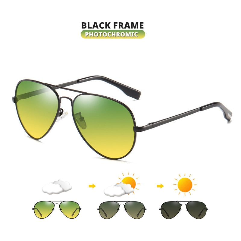 Polarized Photochromic Day/Night Pilot Sunglasses