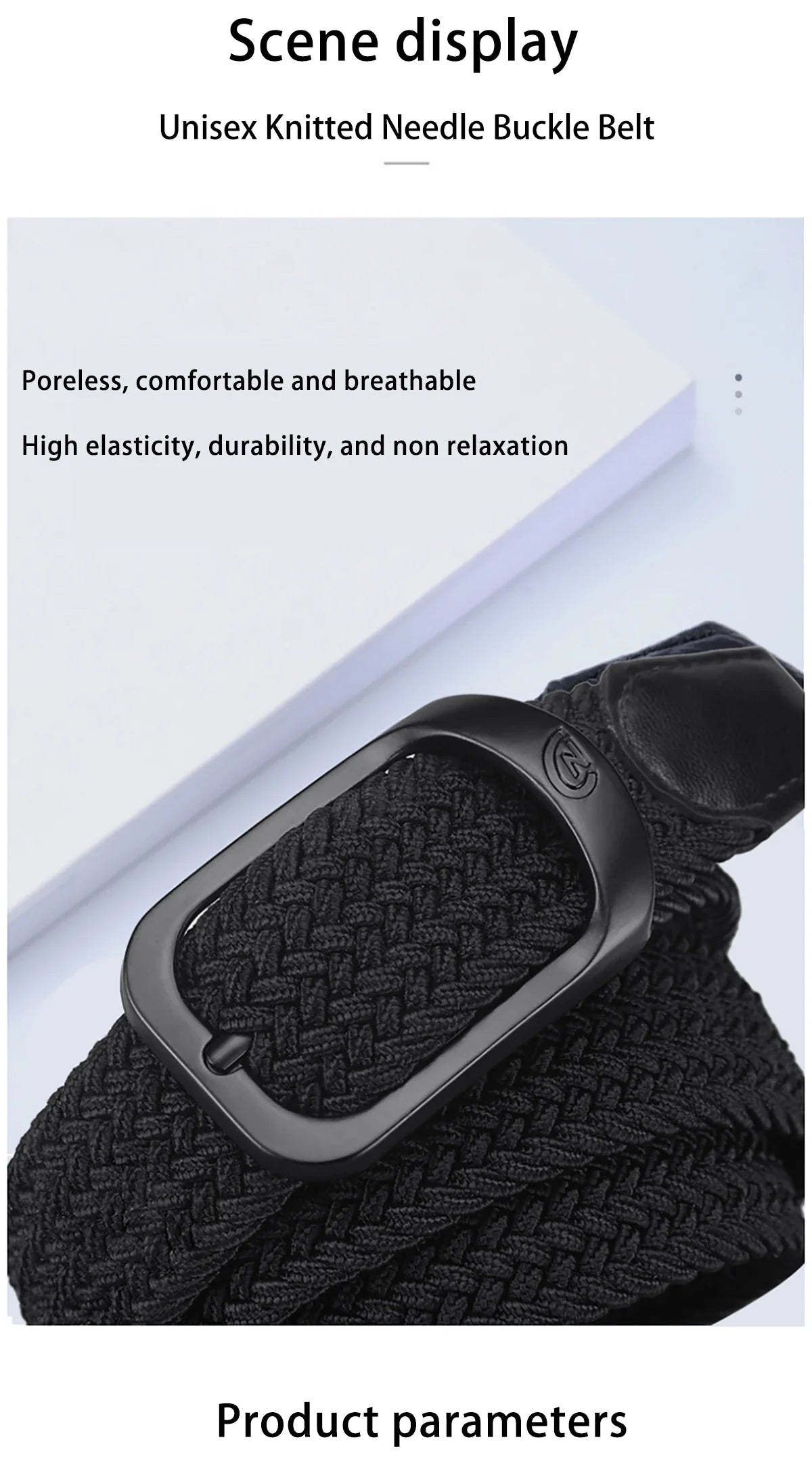 Casual Woven Elastic Lightweight Metal Buckle Belt
