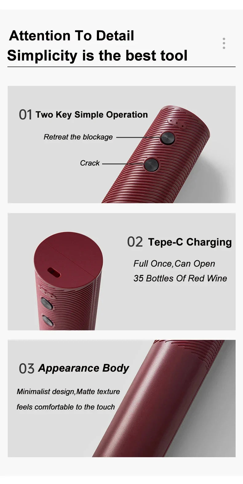 Electric Rechargeable Automatic Powerful Wine Bottle Opener