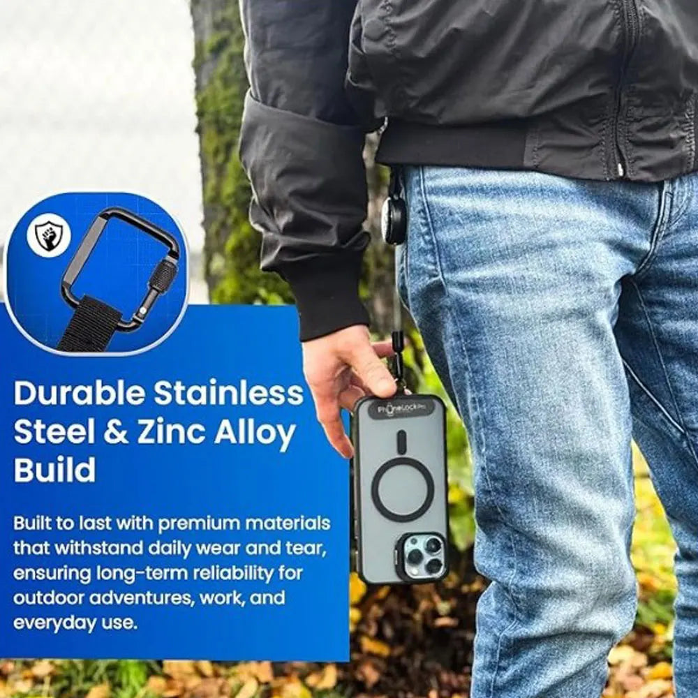 DropGuard Retractable Anti-Drop & Loss Carabiner Clip Attachment Phone Holder