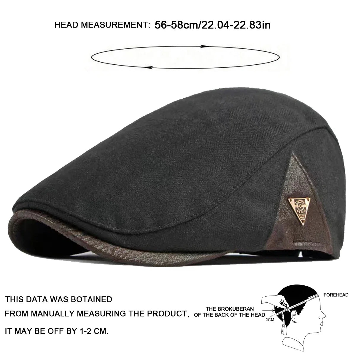 Spring & Autumn Adjustable Retro Flat Cap with Side Triangle Accent