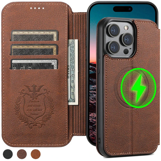 Wallet iPhone Case Compatible with MagSafe Magnetic Wireless Charging