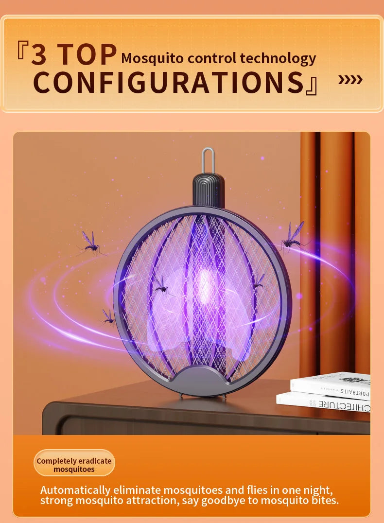 UV Attract 3-in-1 (Handheld / Stand / Wall-Mount) Rechargeable Mosquito Swatter