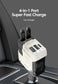 120W Super-Fast 4-in-1 Adjustable Retractable Car Charger with Digital Voltage Display