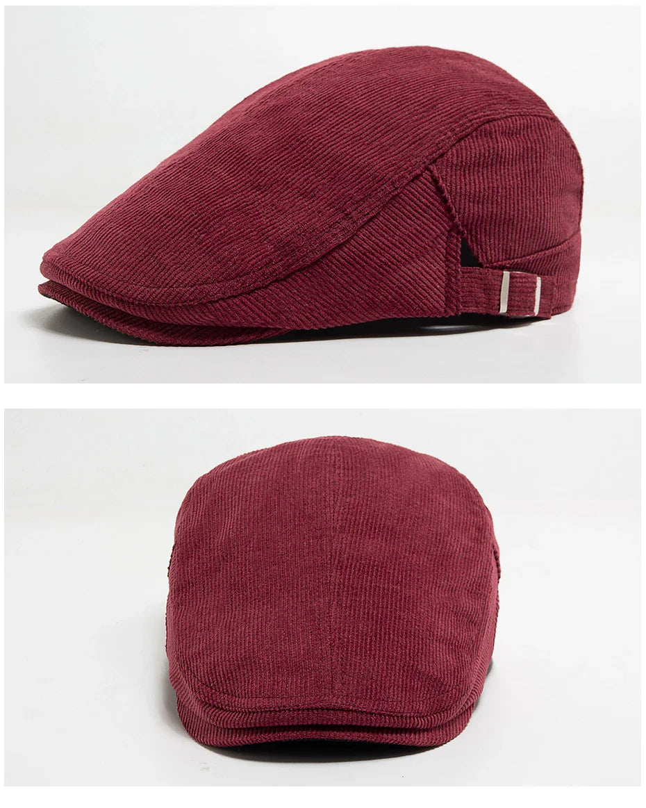 Vintage Corduroy Front and Back Wear Newsboy Flat Cap