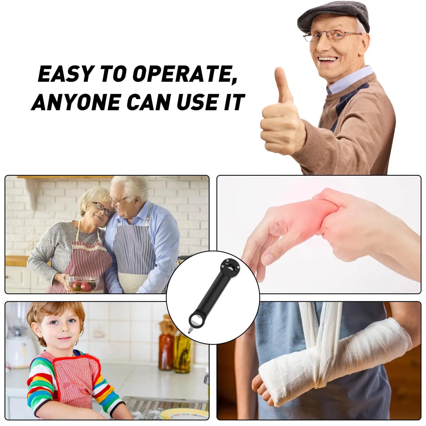 SeniorComfort No-Strain Adjustable Multifunctional Can/Bottle/Jar Opener