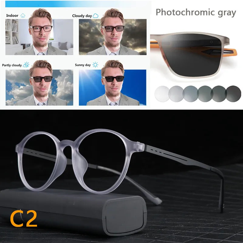 Titanium Anti Blue Light / Photochromic Retro Reading Glasses