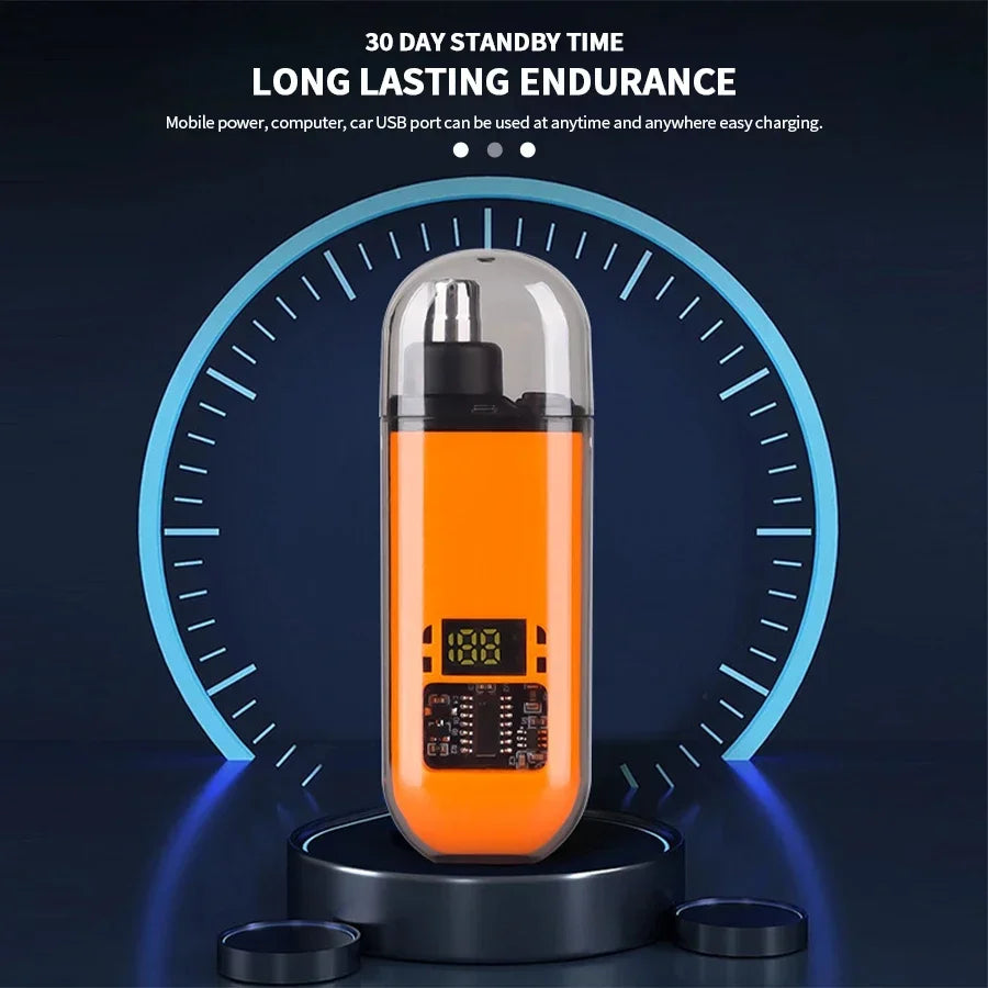 Professional 2 In 1 Rechargeable Ear & Nose Hair Trimmer Clipper with Battery Display