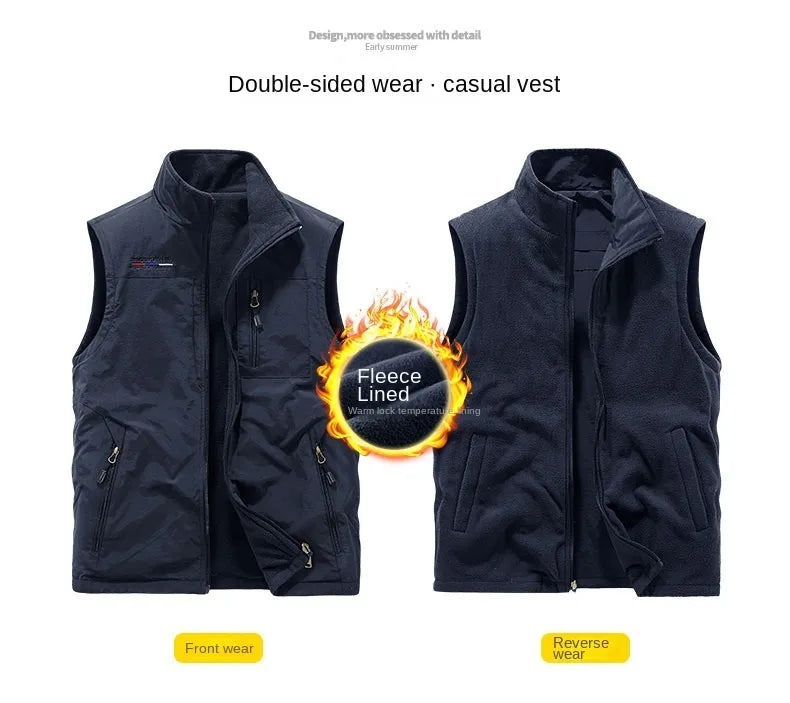 Casual Thermal Double-Sided Wear Multi-Pocket Men's vest