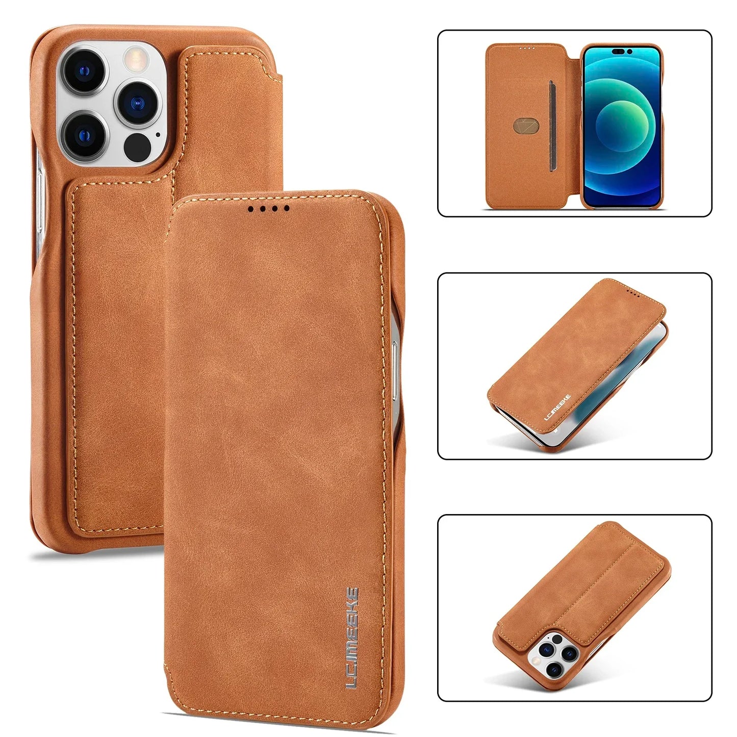 LuxeGuard Slim & Lightweight Flip Wallet Case for iPhone with Kickstand