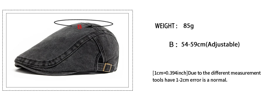 Vintage Soft Cotton Breathable Lightweight Adjustable Fit Newsboy Cap