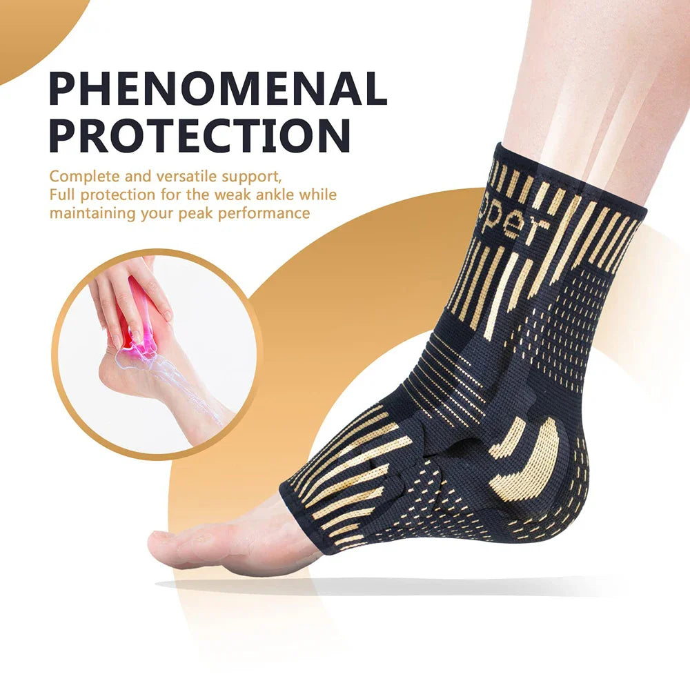 Medical-Grade Copper-Infused Fabric Ankle Brace for Pain Relief & Fast Recovery