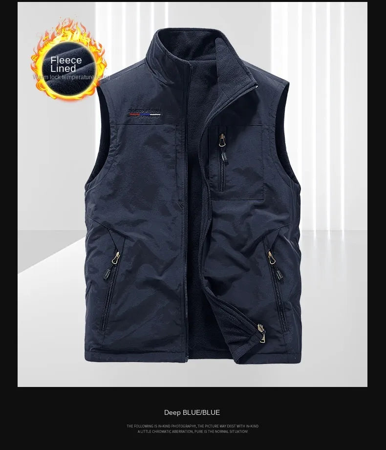 Casual Thermal Double-Sided Wear Multi-Pocket Men's vest