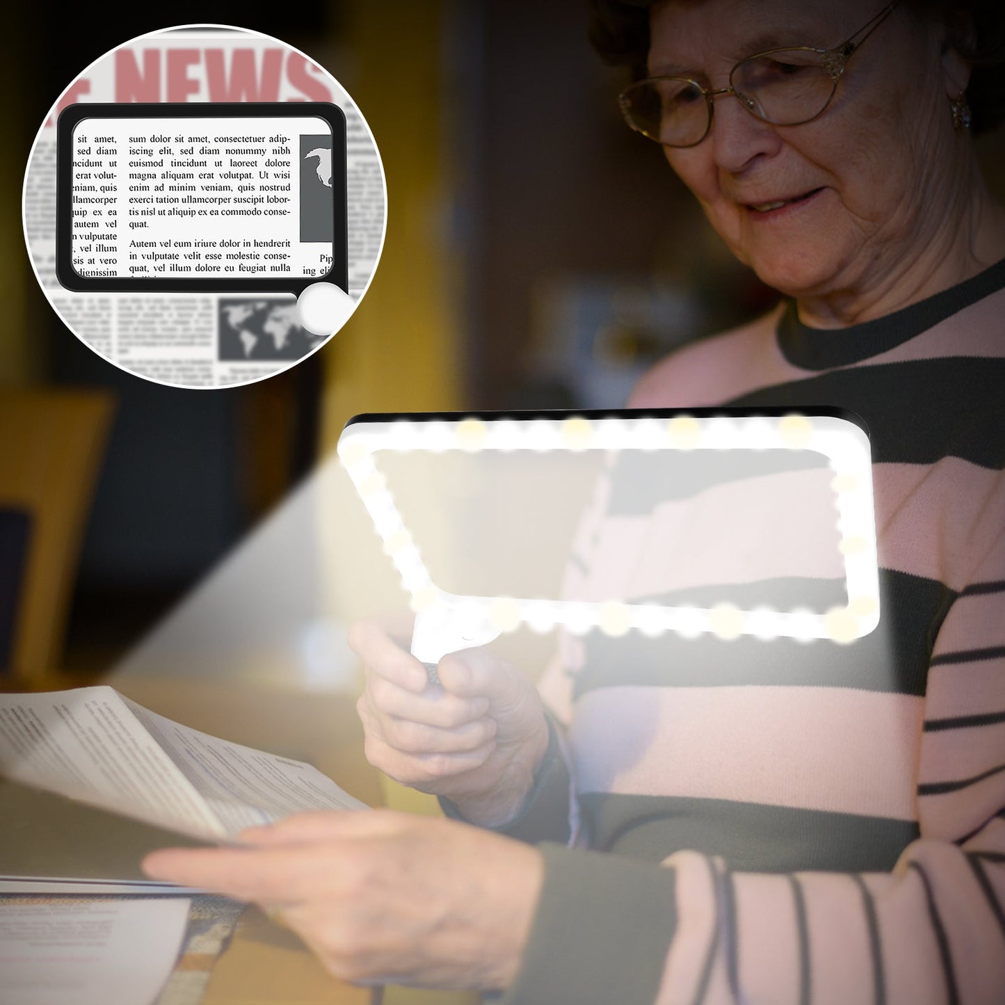 Handheld High Clarity 5X Magnifying Foldable Reading Magnifier With 48 LED Lights