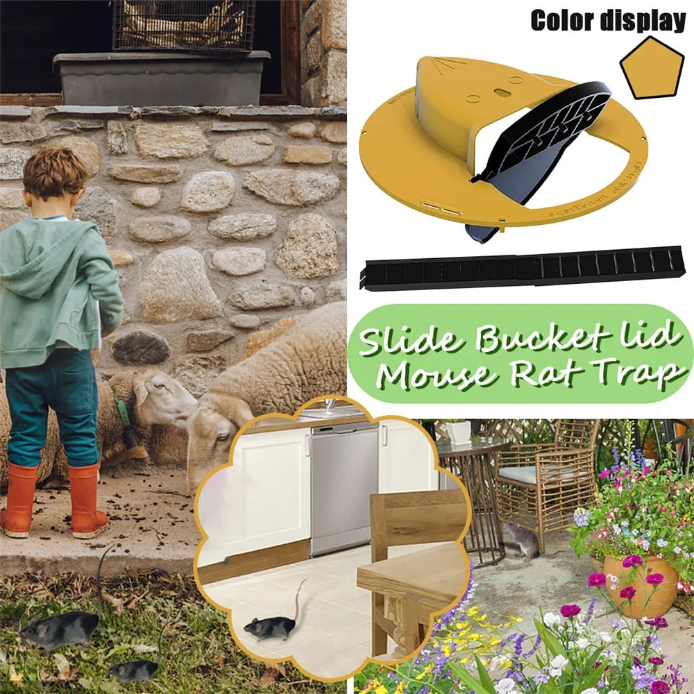 CleanCatch No-Touch Humane Flip Lid + Ramp Bucket Mouse Trap