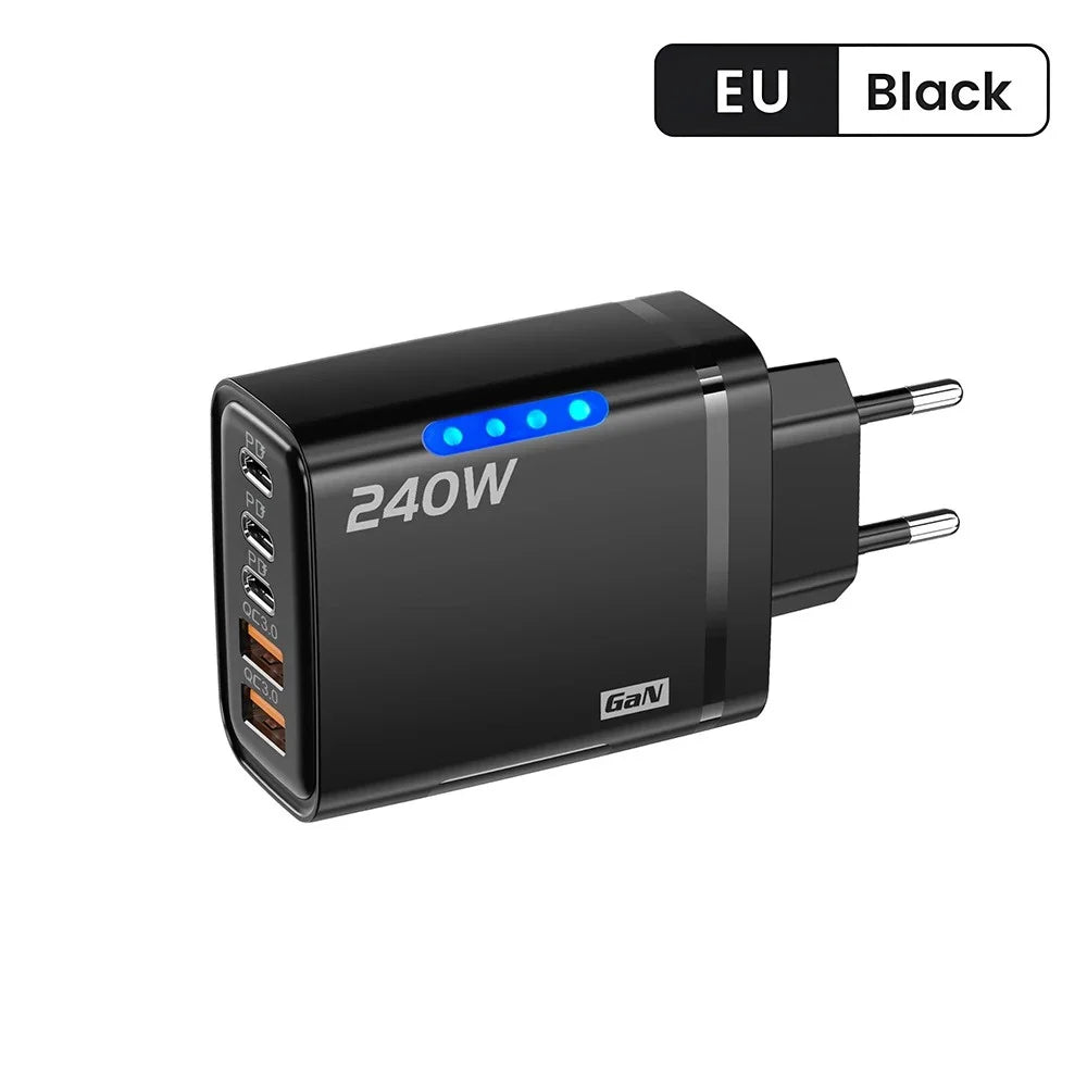240W High-Speed 5-Port GaN Technology Intelligent Wall Charger