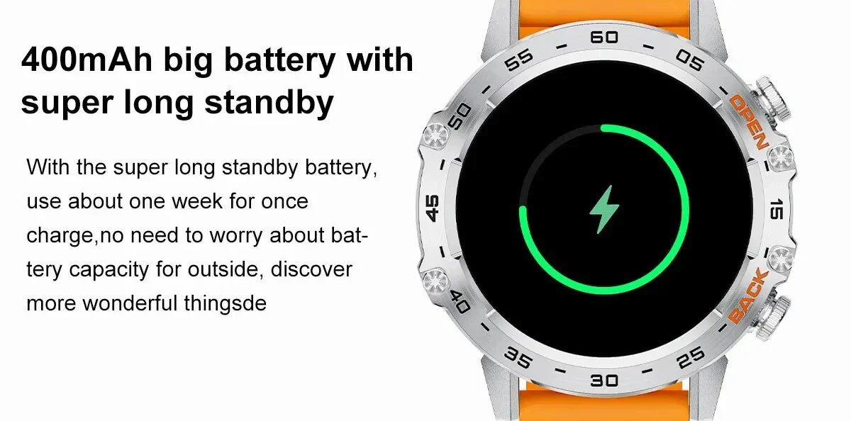 Military-Grade Durability Shockproof & Impact-Resistant Bluetooth Health Monitoring Smartwatch (Android+IOS)