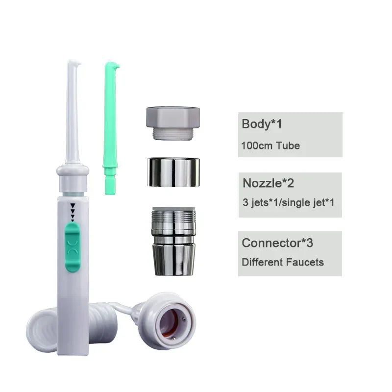 Home Faucet-Attached 360° Rotating Dental Water Flosser & Oral Irrigator Set