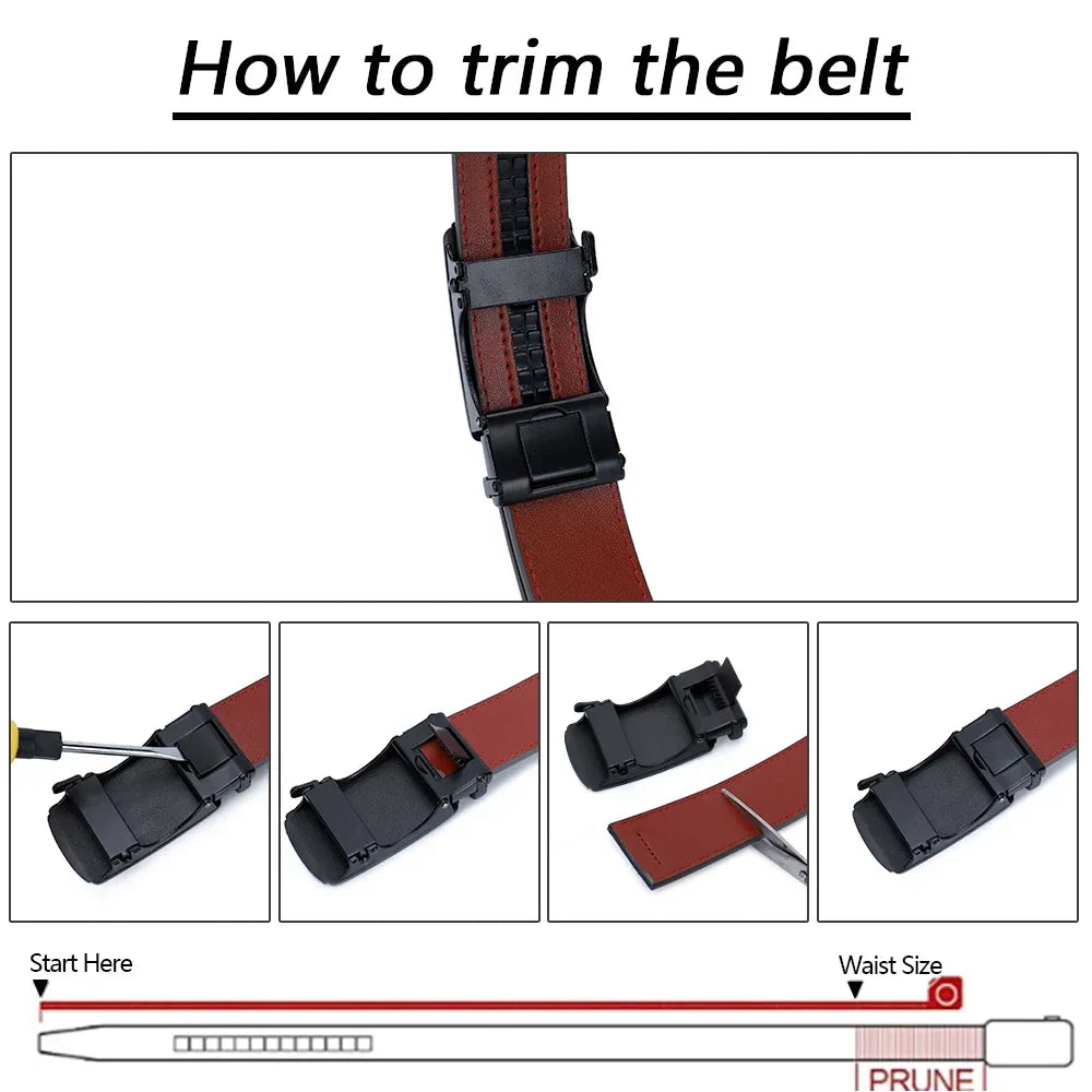 Holes-Free One-Handed Operation Micro-Adjustable Genuine Leather Belt