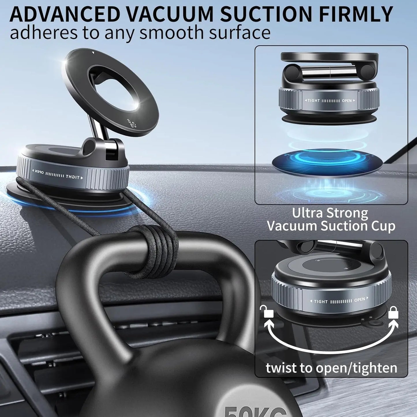 Multi-Angle Dashboard & Windshield Magnetic and Advanced Vacuum Suction Car Mount