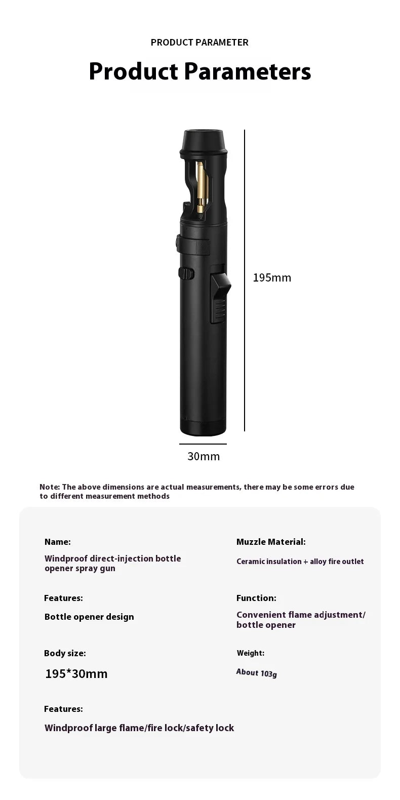 Heavy-Duty Metal Multi-Use Jet Torch Lighter Adjustable Flame, Safety Lock, Windproof