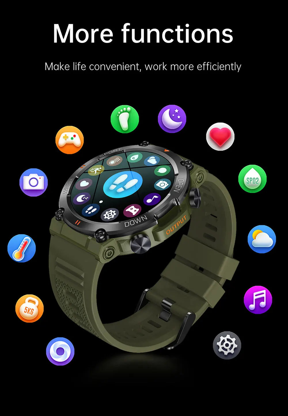 Ultra Durable Construction HD Bluetooth Health Tracker Smartwatch For Android & IOS
