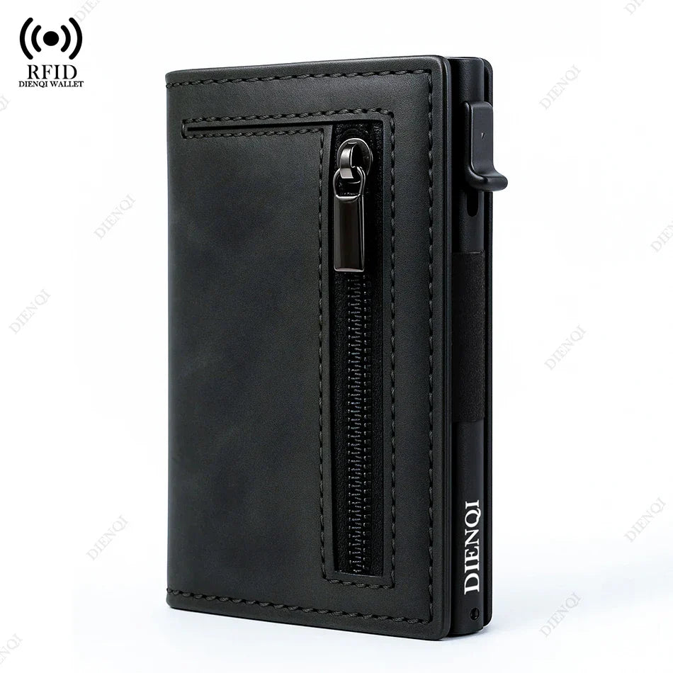 Effortless Access RFID Blocking Zippered Coins Pocket & Magnetic Closure Wallet