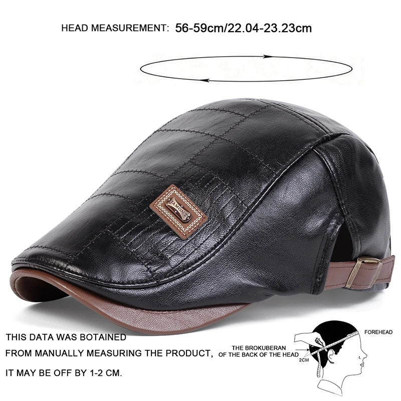Classic vintage style Pu Leather Lightweight adjustable Comfortable Fit Newsboy Caps