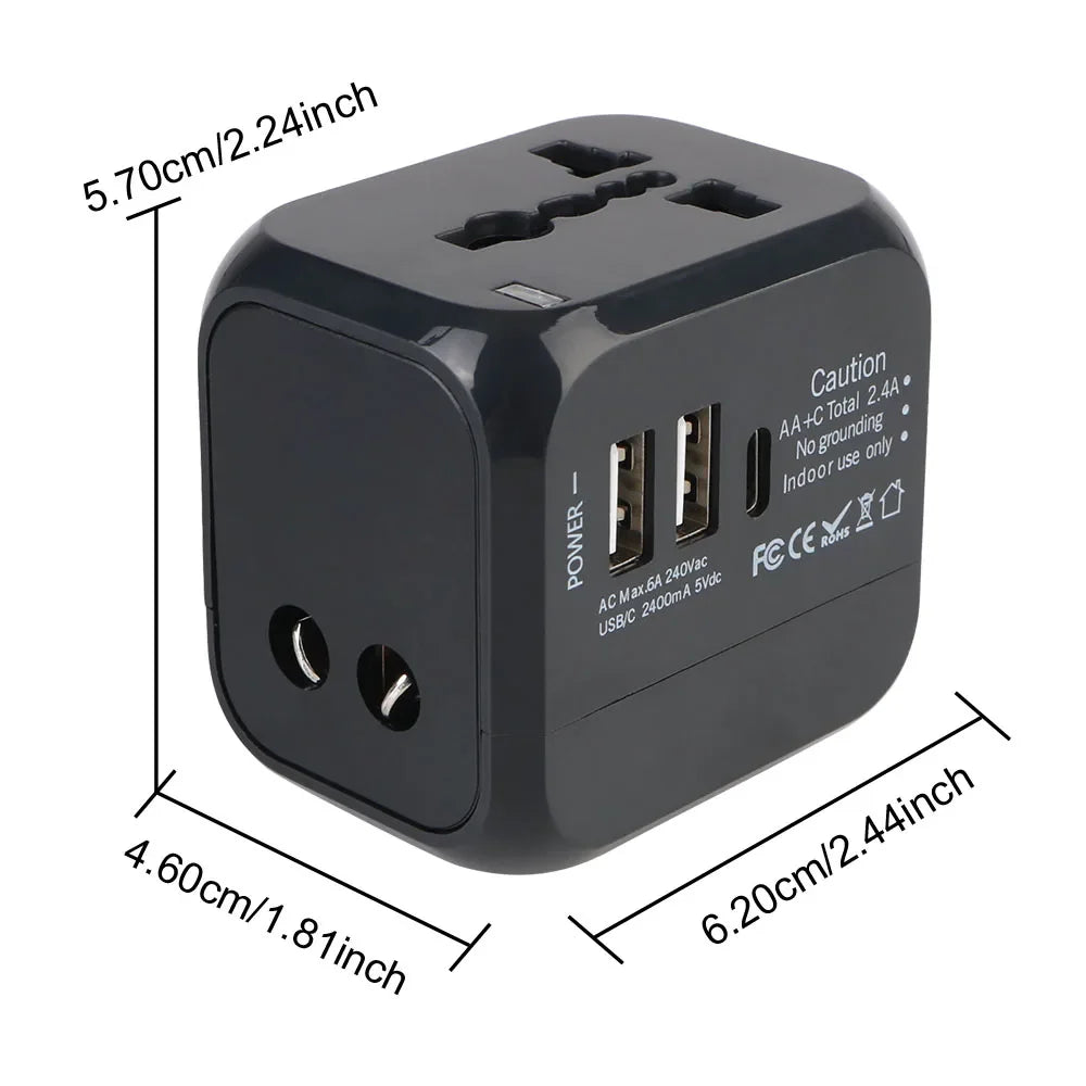 All-in-One Universal Travel Adapter Wall Charger with USB & USB-C