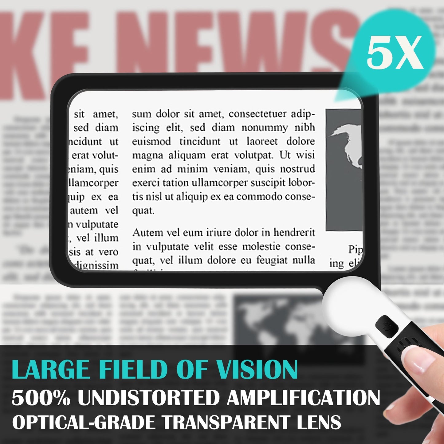 Handheld High Clarity 5X Magnifying Foldable Reading Magnifier With 48 LED Lights