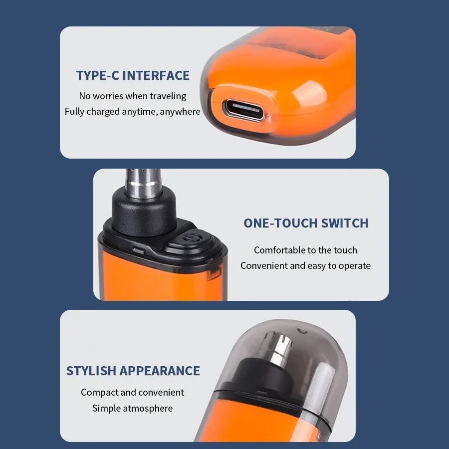 Professional 2 In 1 Rechargeable Ear & Nose Hair Trimmer Clipper with Battery Display