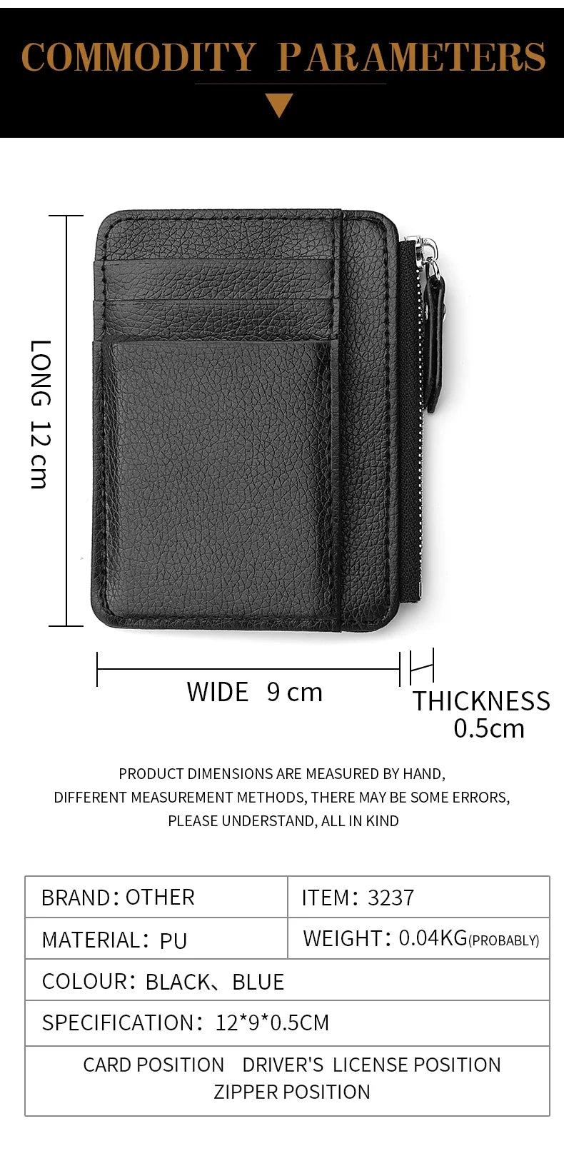 SlimZip Zippered Mini Wallet with Card Slots & Coin Pocket