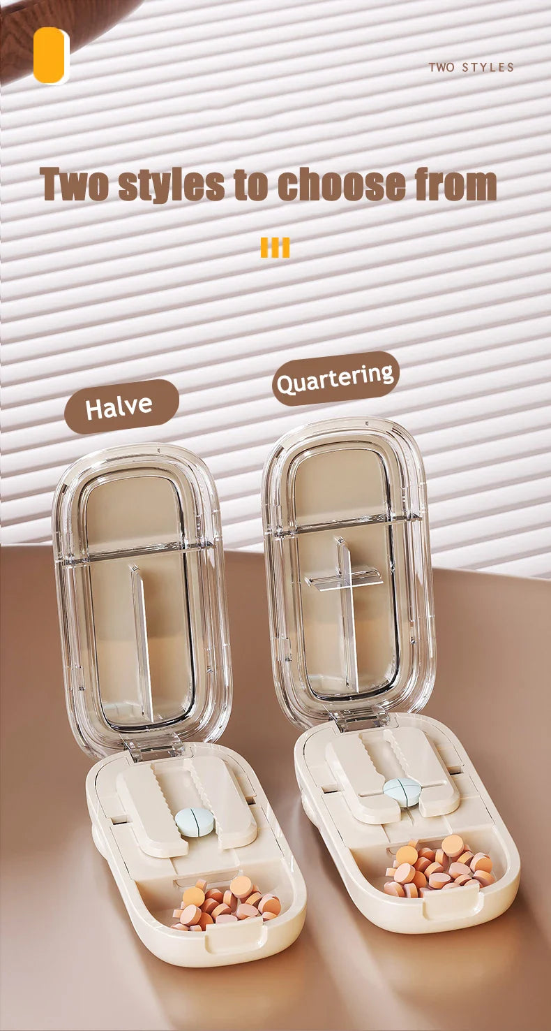 Japanese Smart Pills Splitter (Halved / Quartered) with Storage Organizer