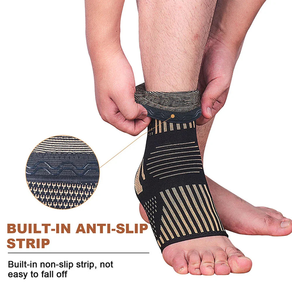 Medical-Grade Copper-Infused Fabric Ankle Brace for Pain Relief & Fast Recovery